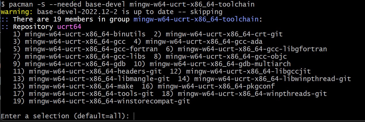 cpp-install-MSYS2-toolchain